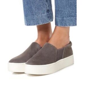 VINCE Platform Slip-On Suede Sneakers